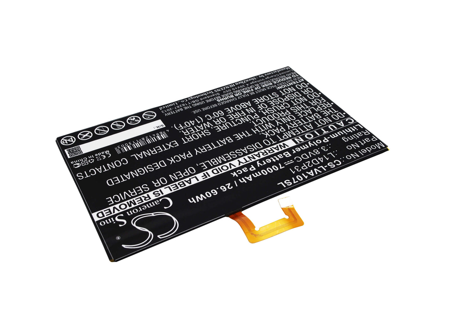 3.8V, 7000mAh, Li-Polymer Battery fits Lenovo, A10-70, A10-70f, 26.6Wh