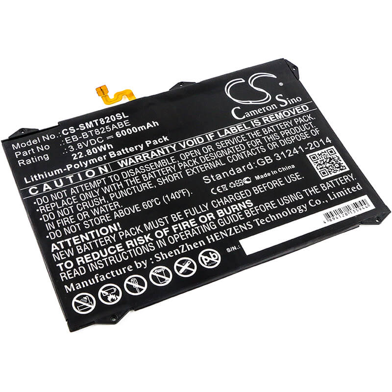 3.8V, 6000mAh, Li-Polymer Battery fits Samsung, Galaxy Tab S3 9.7, Galaxy Tab S3 9.7 Xlte, 22.8Wh