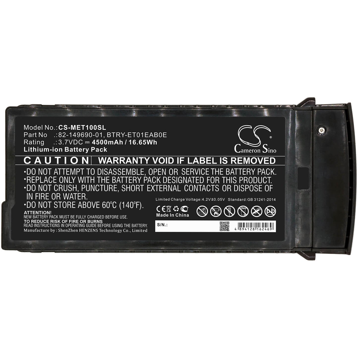 3.7V, 4500mAh, Li-ion Battery fits Motorola, Et1, 16.65Wh