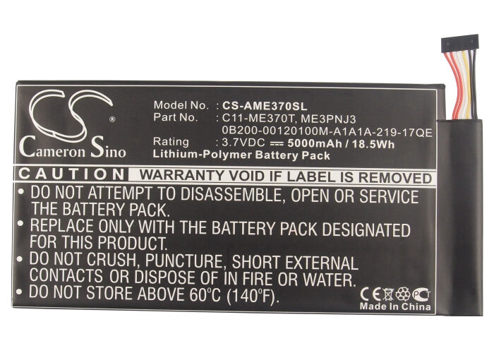 3.7V, 5000mAh, Li-Polymer Battery fits Asus, 110-0329h, K001, 18.5Wh