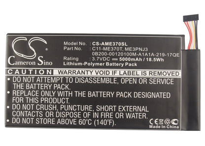 3.7V, 5000mAh, Li-Polymer Battery fits Asus, 110-0329h, K001, 18.5Wh