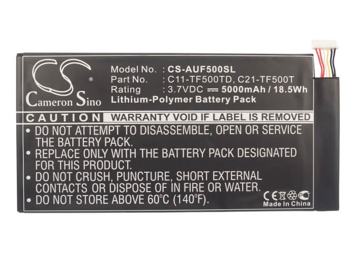 3.7V, 5000mAh, Li-Polymer Battery fits Asus, Ee Pad Tf500, Tf500d, 18.5Wh