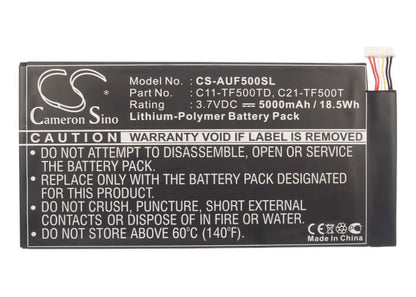 3.7V, 5000mAh, Li-Polymer Battery fits Asus, Ee Pad Tf500, Tf500d, 18.5Wh