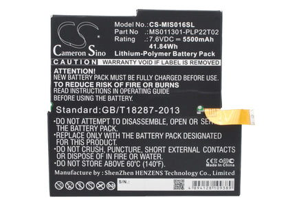 7.6V, 5500mAh, Li-Polymer Battery fits Microsoft, 4ym-00001, Mq2-0000, 41.8Wh