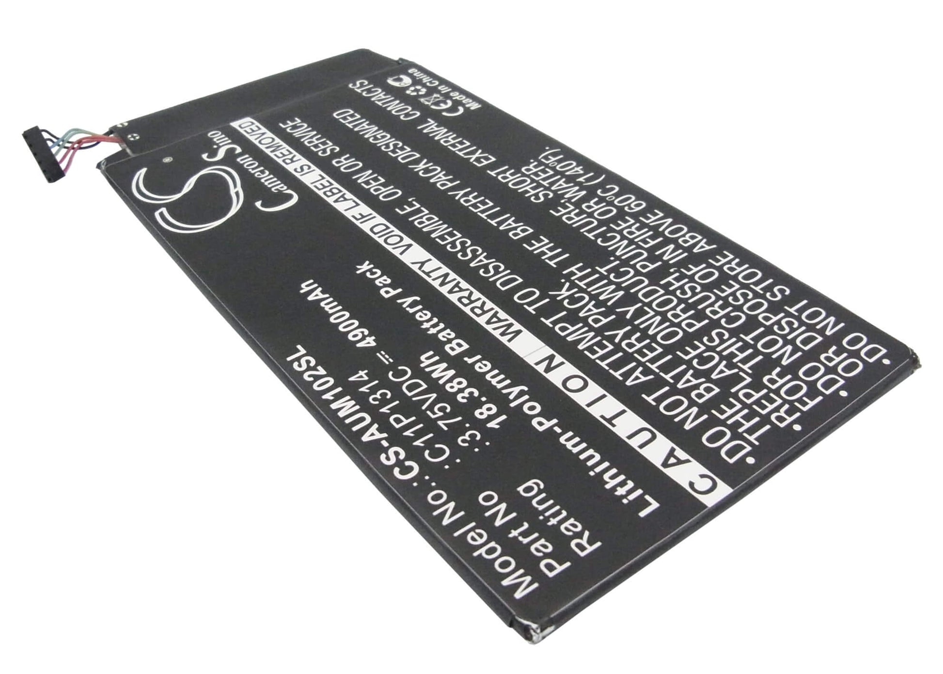 3.75V, 4900mAh, Li-Polymer Battery fits Asus, K00f, Me102, 18.375Wh