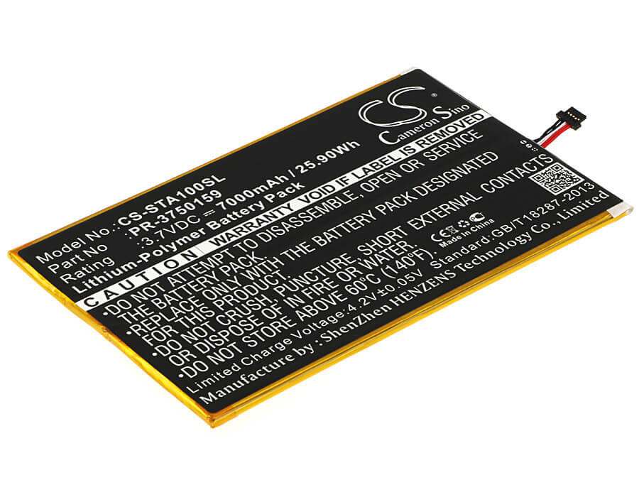 3.7V, 7000mAh, Li-Polymer Battery fits Insignia, Flex 10.1 Ns-15at10, 25.9Wh