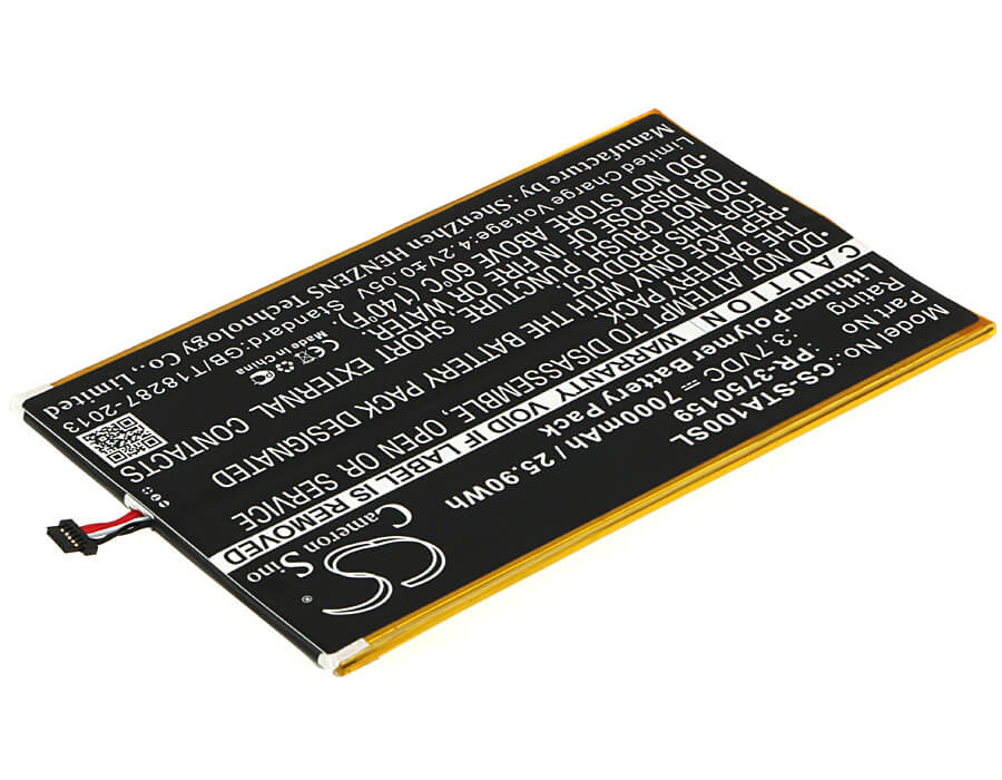 3.7V, 7000mAh, Li-Polymer Battery fits Insignia, Flex 10.1 Ns-15at10, 25.9Wh