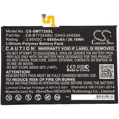 3.85V, 6800mAh, Li-Polymer Battery fits Samsung, Galaxy Tab S5e, Galaxy Tab S5e 10.5, 26.18Wh