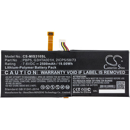 7.6V, 2500mAh, Li-Polymer Battery fits Microsoft, Surfacebook With Performance B, 19Wh