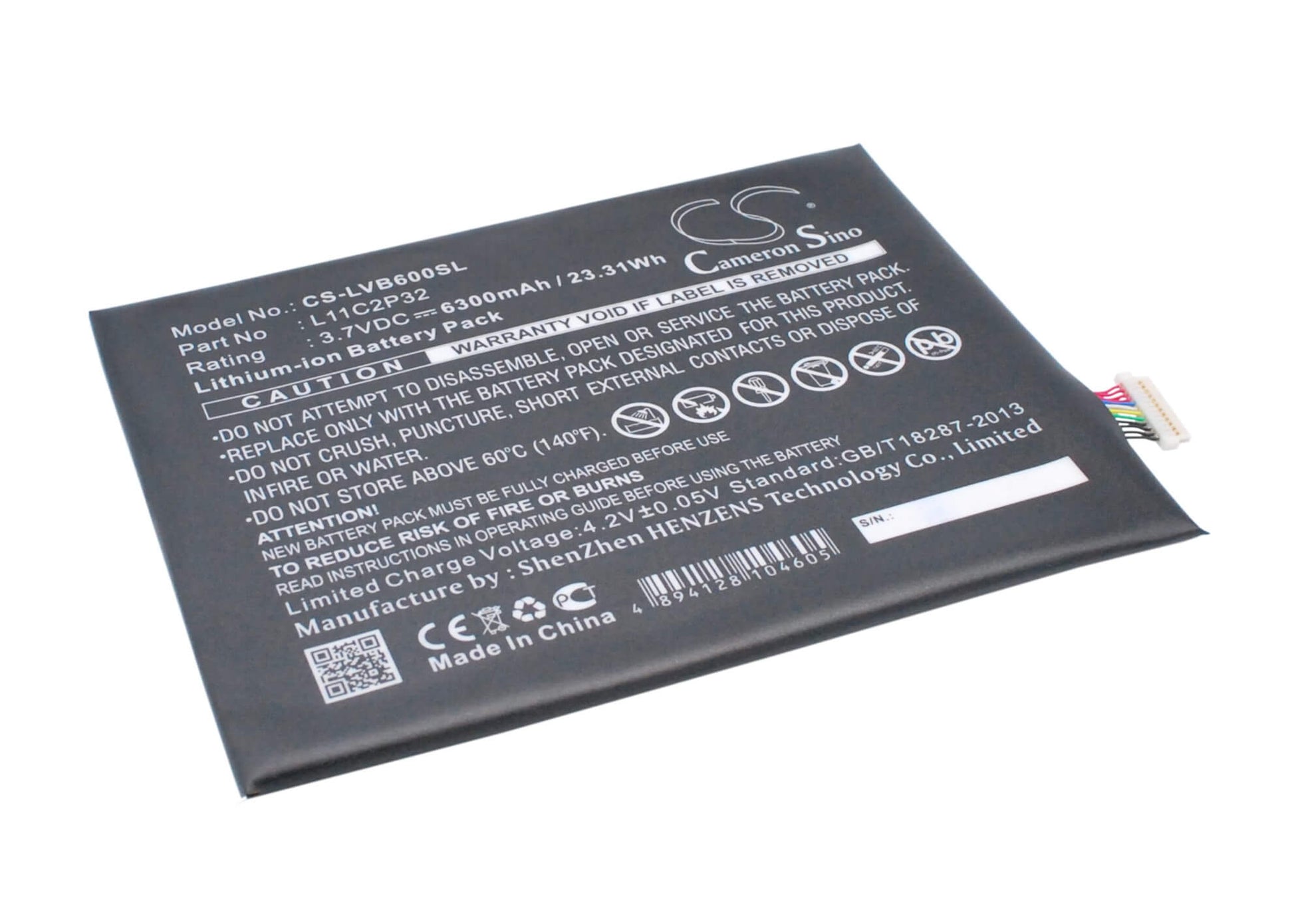 3.7V, 6300mAh, Li-Polymer Battery fits Lenovo, A7600, Ideapad A10-70, 23.31Wh