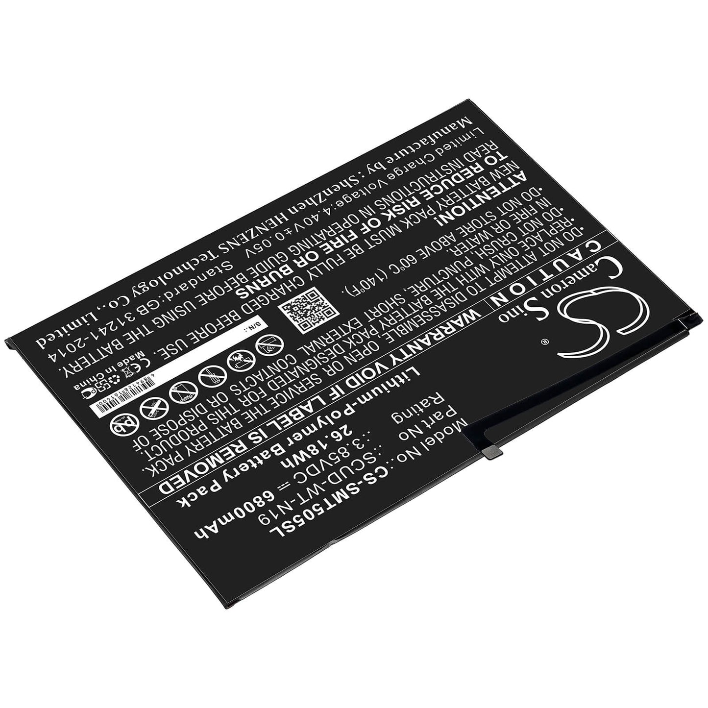 3.85V, 6800mAh, Li-Polymer Battery fits Samsung, Galaxy Tab A7 10.4 2020, Sm-t500, 26.18Wh