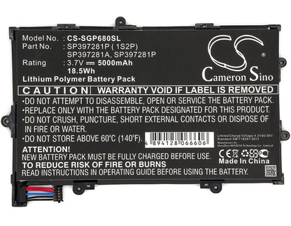 3.7V, 5000mAh, Li-Polymer Battery fits Verizon, Galaxy Tab 7.7, Sch-i815, 18.5Wh