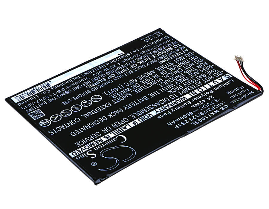 3.7V, 6600mAh, Li-Polymer Battery fits Nextbook, Nextbook 10", Nxw10qc32g, 24.42Wh