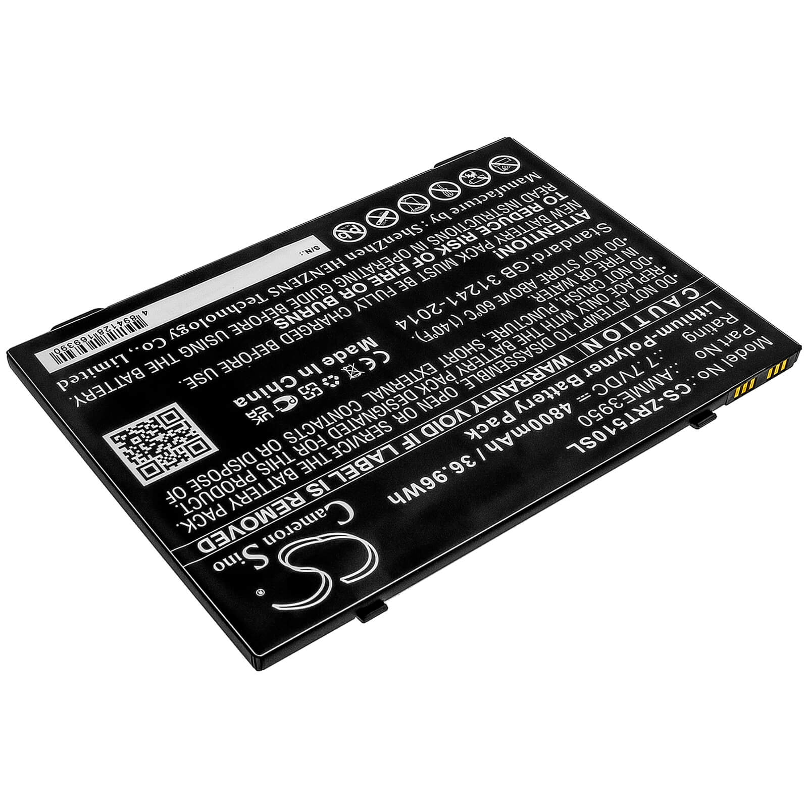 7.7V, 4800mAh, Li-Polymer Battery fits Zebra, Et51at, Et56bt, 36.96Wh