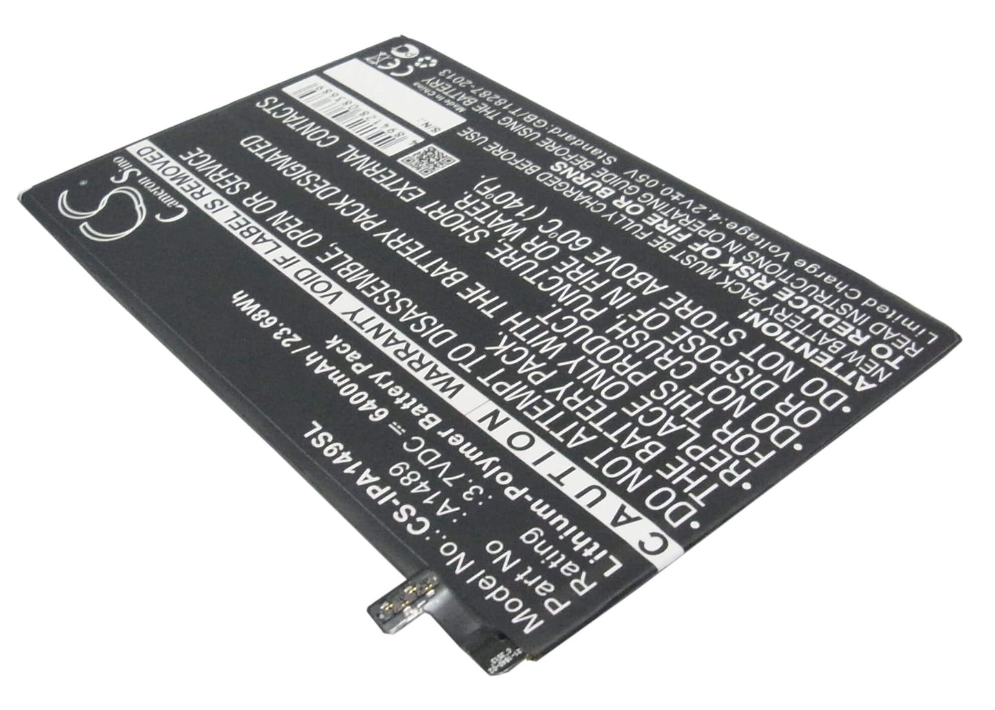 3.7V, 6400mAh, Li-Polymer Battery fits Apple, A1489, A1490, 23.68Wh