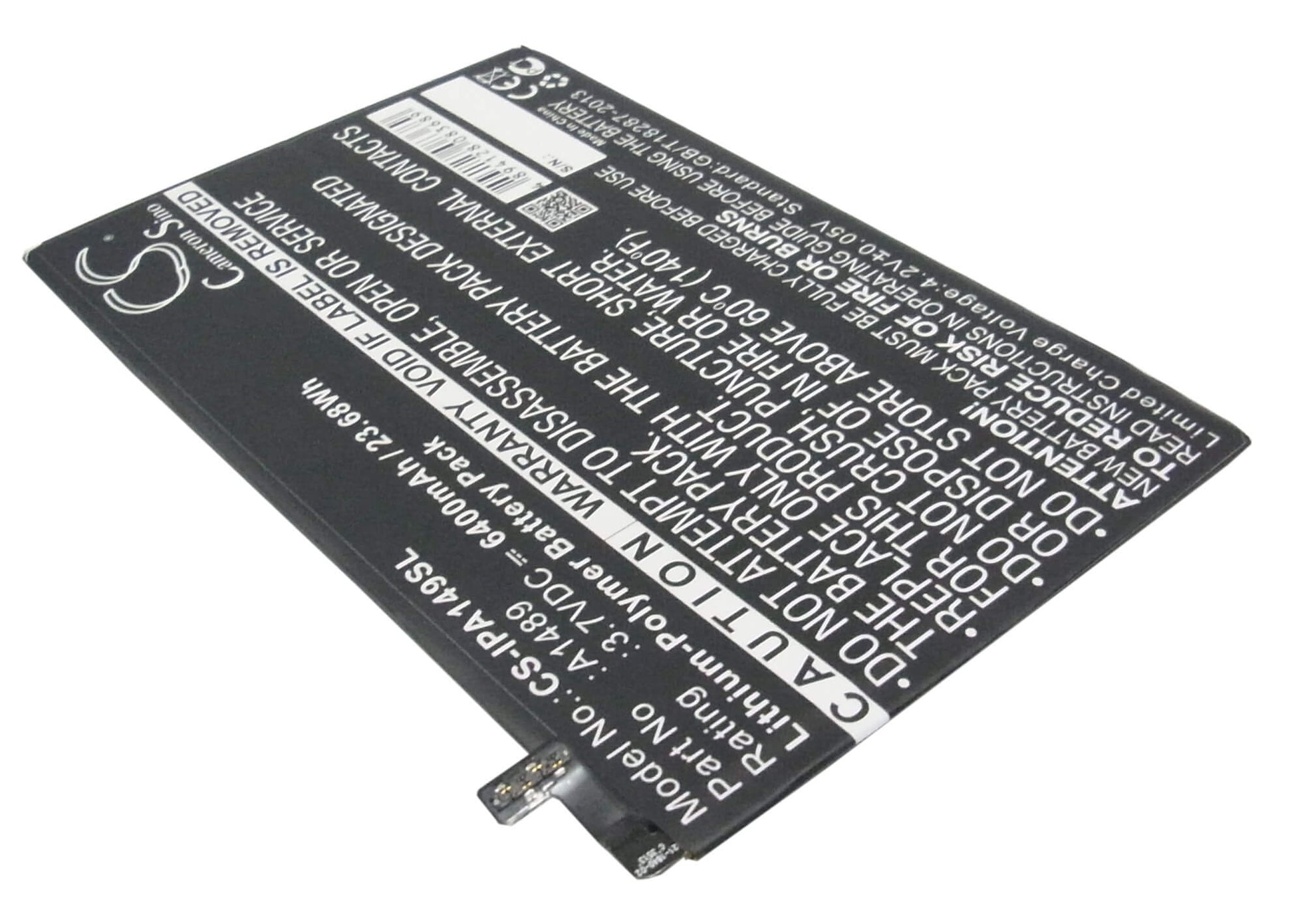 3.7V, 6400mAh, Li-Polymer Battery fits Apple, A1489, A1490, 23.68Wh