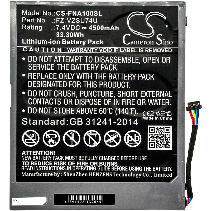 7.4V, 4500mAh, Li-ion Battery fits Panasonic, Toughpad Fz-a1, Toughpad Fz-a1 4g, 33.3Wh