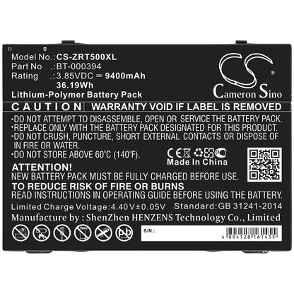3.85V, 9400mAh, Li-Polymer Battery fits Zebra, Et51, Et56, 36.19Wh