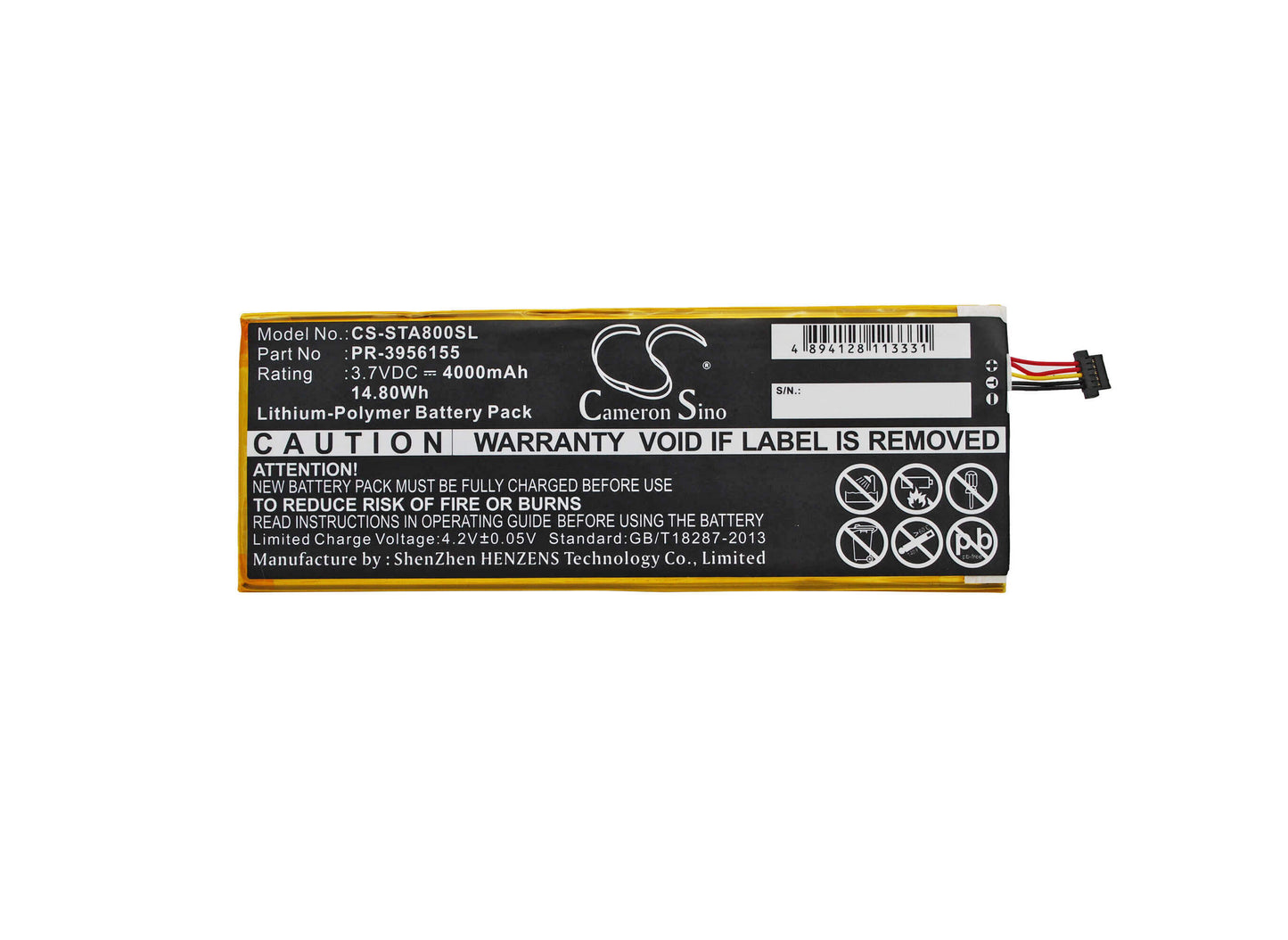 3.7V, 4000mAh, Li-Polymer Battery fits Insignia, Flex 8", Ns-15at08, 14.8Wh