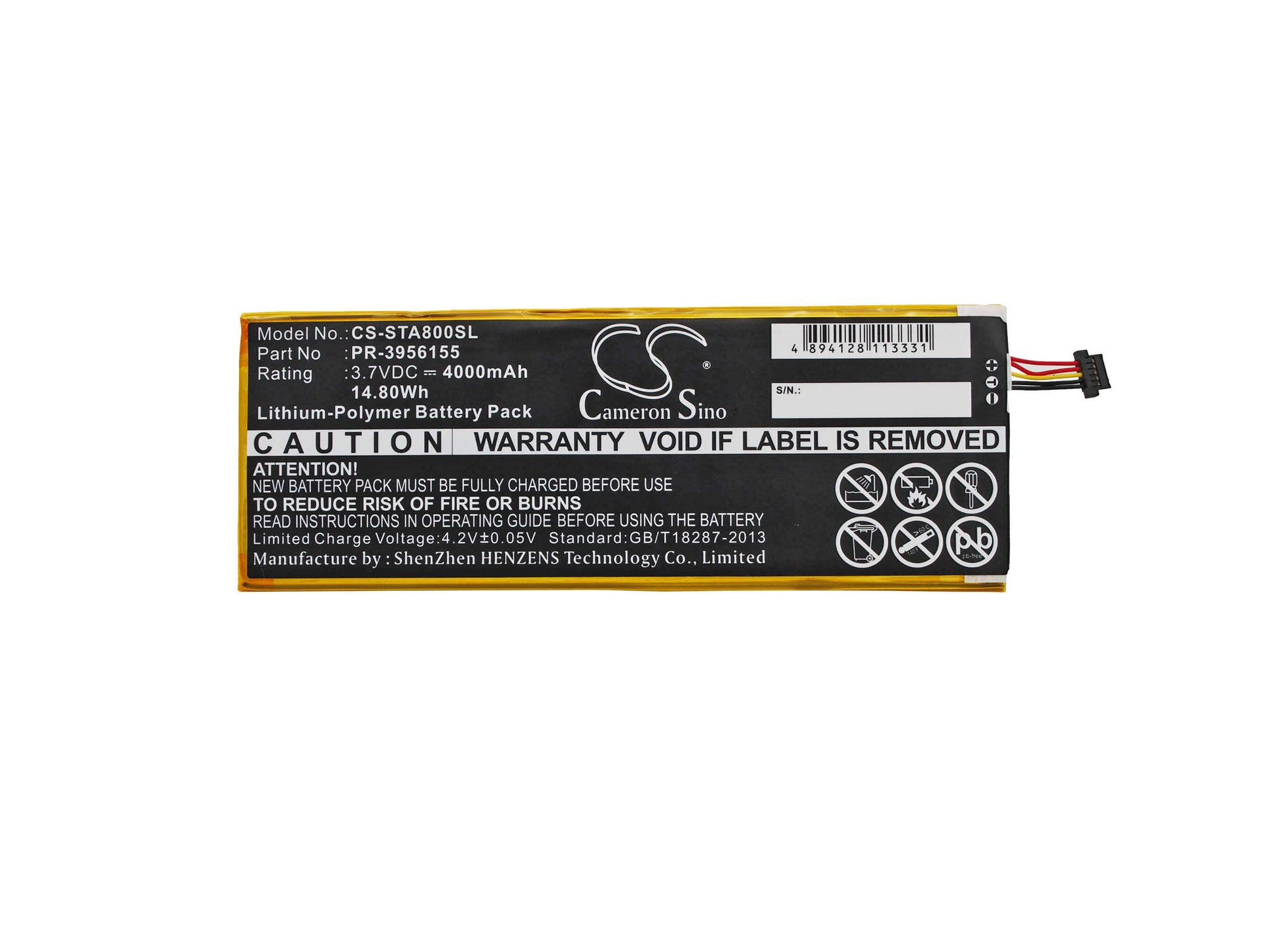3.7V, 4000mAh, Li-Polymer Battery fits Insignia, Flex 8", Ns-15at08, 14.8Wh