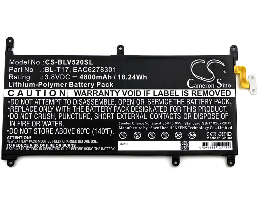 3.8V, 4800mAh, Li-Polymer Battery fits Lg, G Pad Iii 8.0, G Pad X 8.3, 18.24Wh