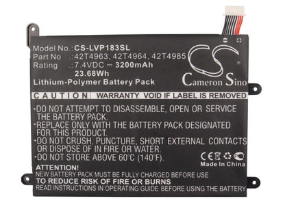 7.4V, 3200mAh, Li-Polymer Battery fits Lenovo, Thinkpad 1838, Thinkpad 1838 10.1, 23.68Wh
