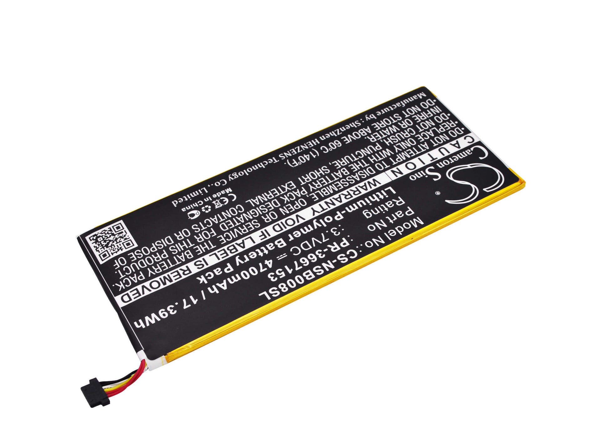 3.7V, 4700mAh, Li-Polymer Battery fits Nabi, Dmtab-nv08b, Dreamtab 8", 17.39Wh