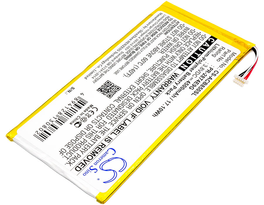 3.8V, 4500mAh, Li-Polymer Battery fits Acer, A6001, B1-850-k35x, 17.1Wh