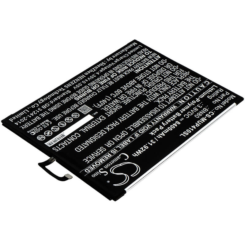 3.8V, 8400mAh, Li-Polymer Battery fits Xiaomi, Mi Pad 4 Plus, 31.92Wh