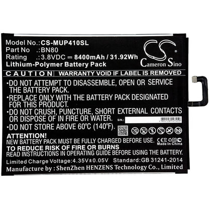 3.8V, 8400mAh, Li-Polymer Battery fits Xiaomi, Mi Pad 4 Plus, 31.92Wh