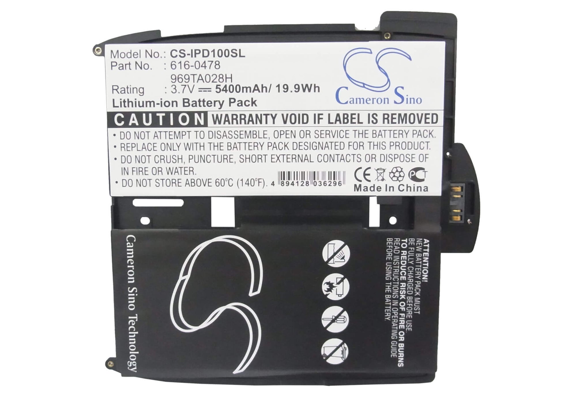 3.7V, 5400mAh, Li-Polymer Battery fits Apple, Ipad, Ipad 1st, 19.98Wh