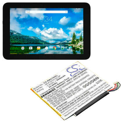 3.8V, 6600mAh, Li-Polymer Battery fits Verizon, Ellipsis 10, Ellipsis 10 16gb, 25.08Wh