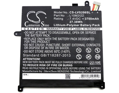 7.4V, 3700mAh, Li-Polymer Battery fits Lenovo, Ideapad P1, Ideapad S200, 27.38Wh