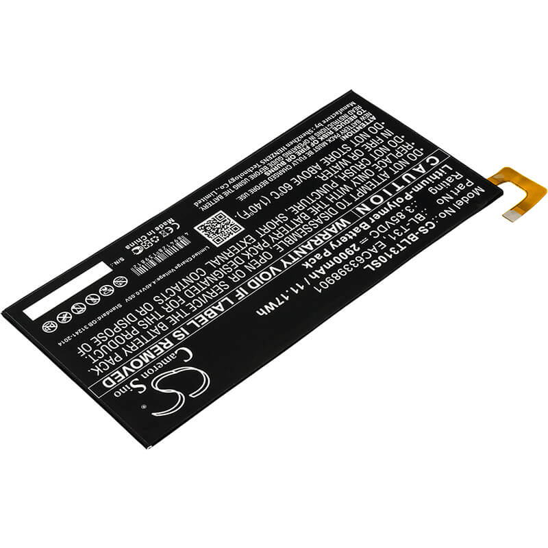 3.85V, 2900mAh, Li-Polymer Battery fits Lg, G Pad F2 8.0, G Pad F2 8.0 Lte, 11.165Wh