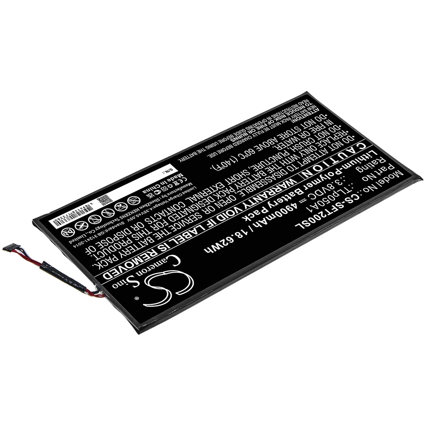 3.8V, 4900mAh, Li-Polymer Battery fits Idemia, Morphotablet 2, 18.62Wh