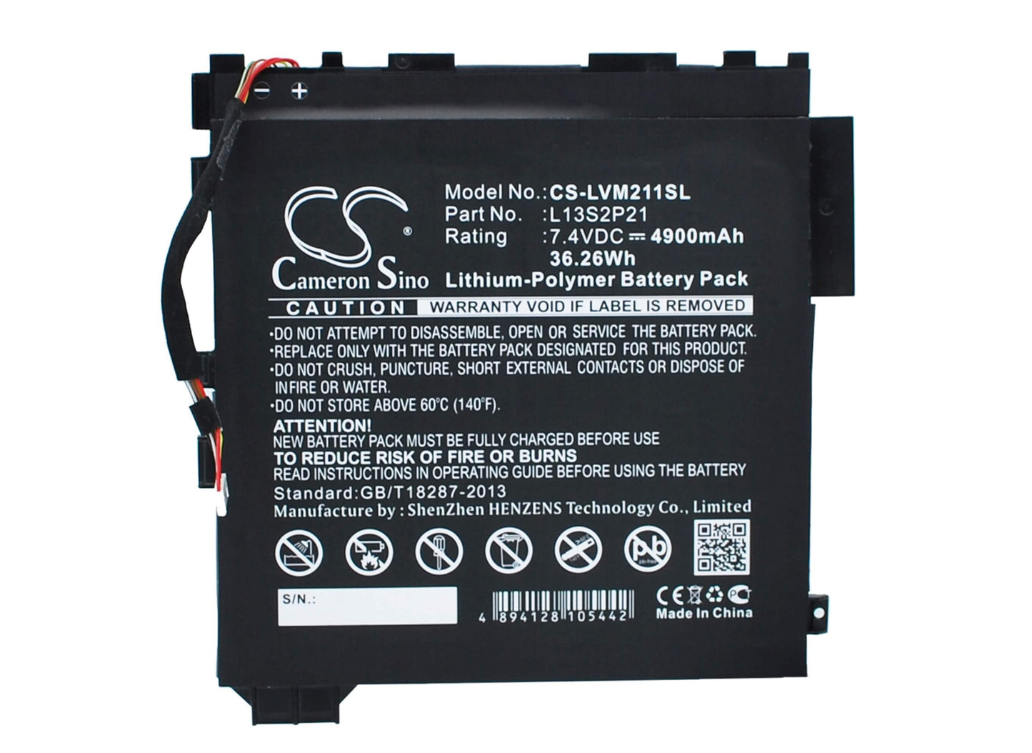 7.4V, 4900mAh, Li-Polymer Battery fits Lenovo, Ideatab Miix 2 11, Miix 211-tab, 36.26Wh