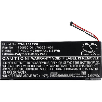 3.7V, 2400mAh, Li-Polymer Battery fits Hp, 7 Plus G2, 7 Plus G2 1331, 8.88Wh