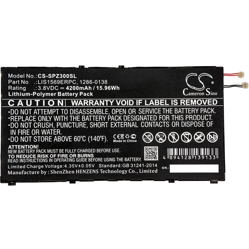 3.8V, 4200mAh, Li-Polymer Battery fits Sony, Sgp611, Sgp612/w, 15.96Wh