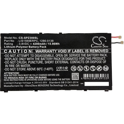 3.8V, 4200mAh, Li-Polymer Battery fits Sony, Sgp611, Sgp612/w, 15.96Wh
