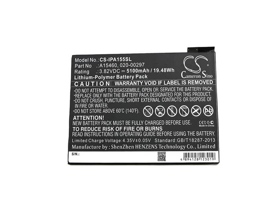 3.82V, 5100mAh, Li-Polymer Battery fits Apple, A1538, A1546, 19.482Wh