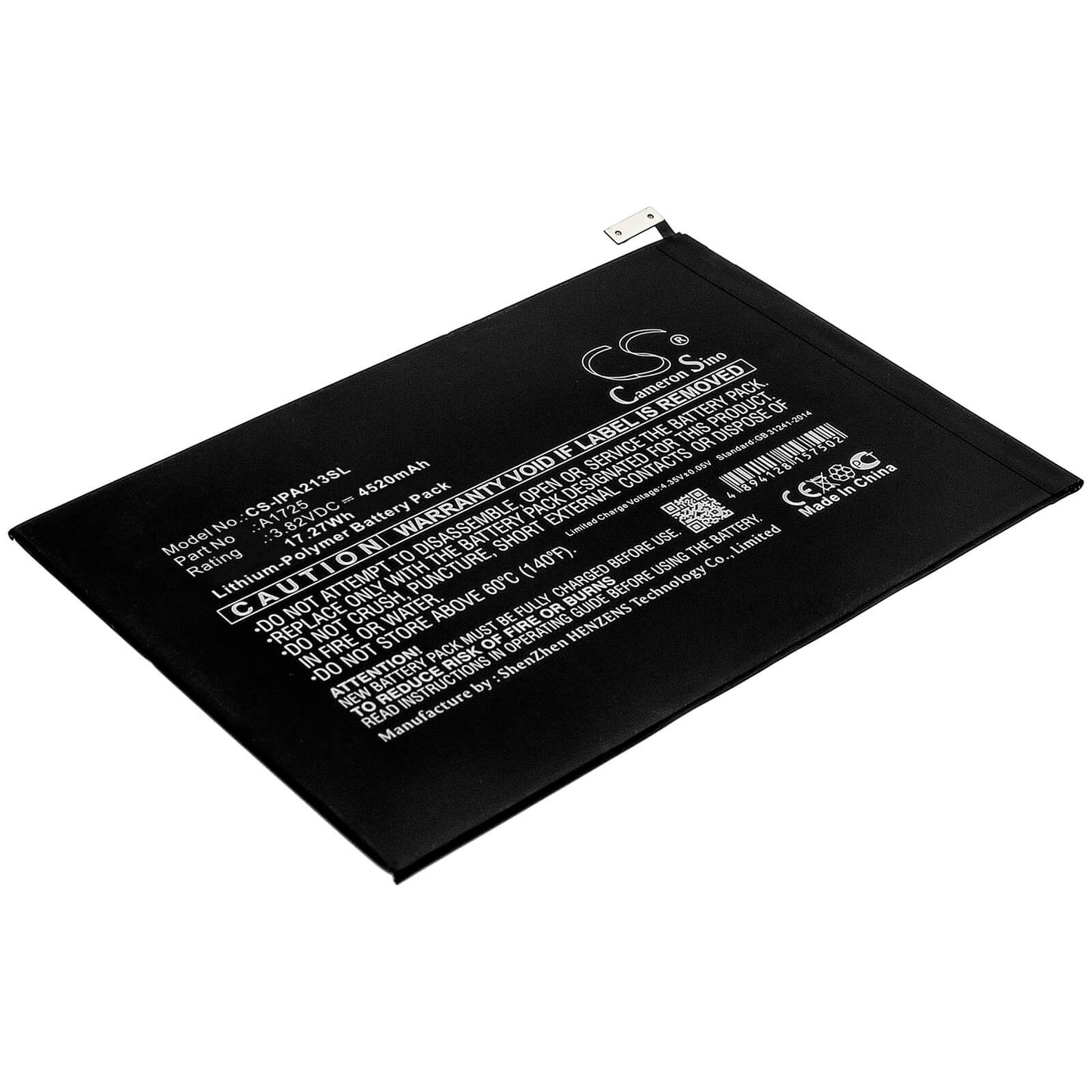 3.82V, 4520mAh, Li-Polymer Battery fits Apple, A2114, A2124, 17.2664Wh