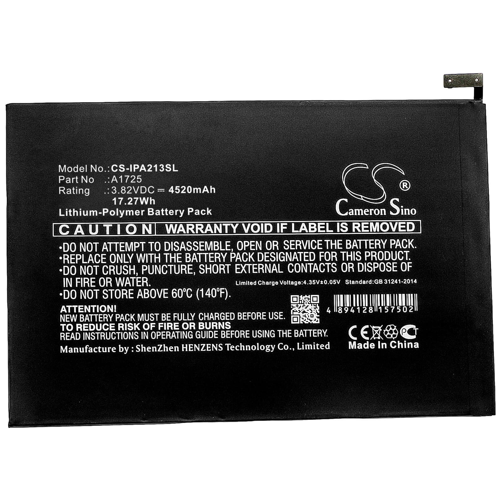 3.82V, 4520mAh, Li-Polymer Battery fits Apple, A2114, A2124, 17.2664Wh