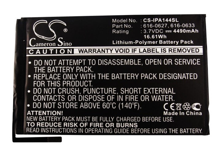 3.7V, 4490mAh, Li-Polymer Battery fits Apple, A1432, A1445, 16.613Wh