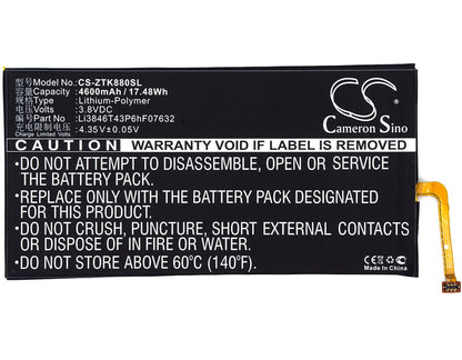 3.8V, 4600mAh, Li-Polymer Battery fits At&t, Trek 2 Hd, Trek 2 Hd Lte, 17.48Wh