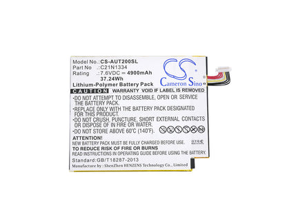 7.6V, 4900mAh, Li-Polymer Battery fits Asus, T200ta-1a, T200ta-1k, 37.24Wh