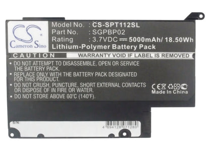 3.7V, 5000mAh, Li-Polymer Battery fits Sony, Sgpt111cn, Sgpt112cn, 18.5Wh