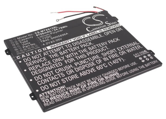 3.7V, 6700mAh, Li-Polymer Battery fits Motorola, Mz615, Mz616, 24.79Wh