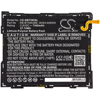 3.8V, 7300mAh, Li-Polymer Battery fits Samsung, Galaxy Tab A 10.5 2018, Galaxy Tab A 10.5 2018 Td-lte, 27.74Wh