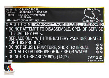 3.7V, 4400mAh, Li-Polymer Battery fits Amazon, Kc5, Kindle Fire Hd 2013, 16.28Wh