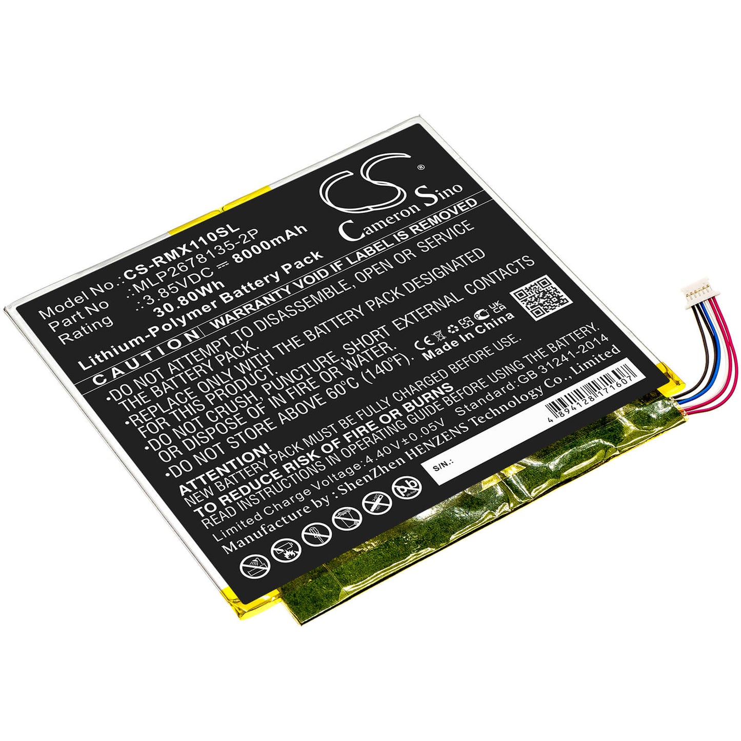 3.85V, 8000mAh, Li-Polymer Battery fits Verizon, Ellipsis 10 Hd, Ellipsis 10 Inch 32gb Hd 4g, 30.8Wh